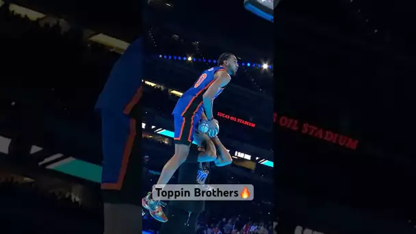 Jacob Toppin Jumps Over His Brother Obi In The #ATTSlamDunk! 👀🔥| #Shorts