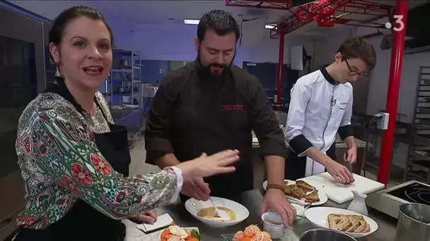 Pain perdu fromage blanc trompettes de la mort confites par le chef Thomas Lemelle