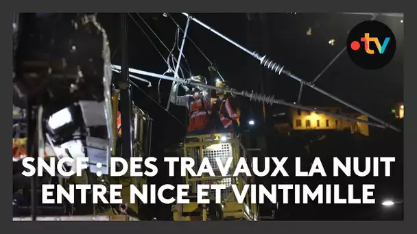 Entre Nice, Monaco et Vintimille, le train-chantier ERIC renouvelle les supports de caténaires