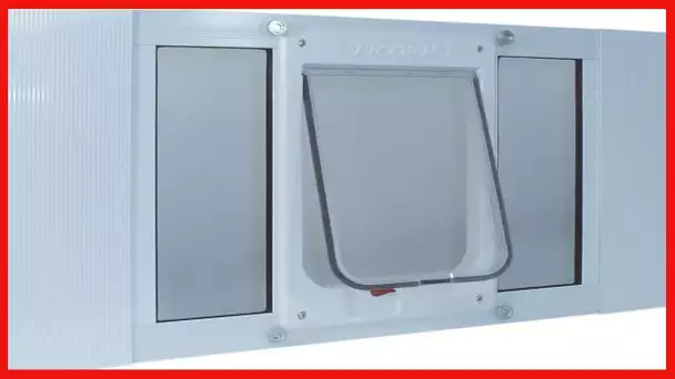 Ideal Pet Products Aluminum Sash Window Pet Door, Large, White, Cat Flap, 6.25" x 6.25" Flap Size