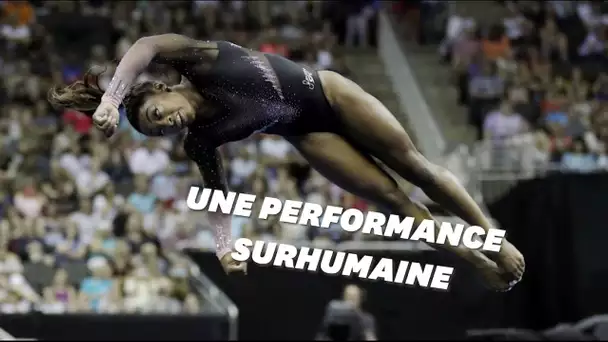 La gymnaste Simone Biles réalise au sol une figure inédite