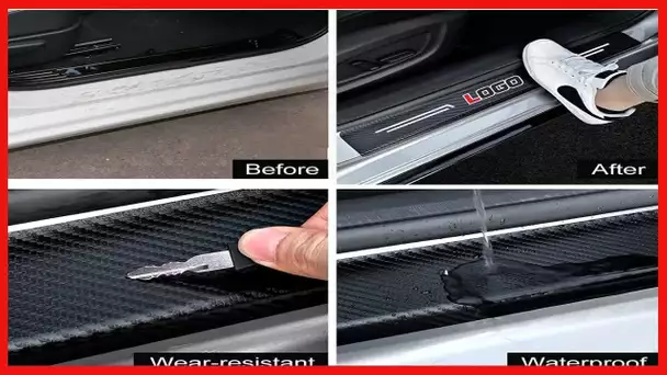 Yousthka 4pcs/Set Door Entry Guard Carbon Fiber Textured Leather Car Door Sill Protector Stickers