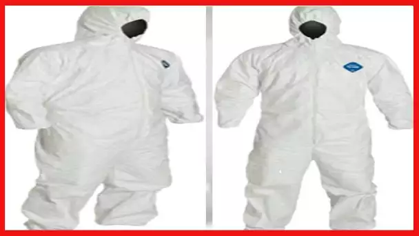 Tyvek Disposable Suit by Dupont with Elastic Wrists, Ankles and Hood (2XL)