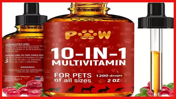 10 In 1 Cat & Dog Multivitamin - Hip & Joint Vitamins For Dogs + Vitamins C, D, B1-12 - Cranberry