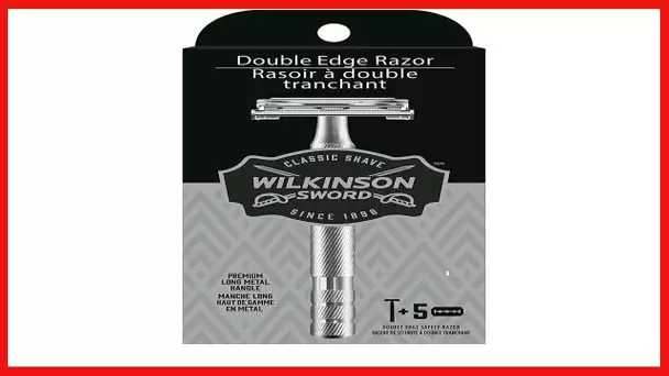 Wilkinson Sword Double Edge Razor for Men With 5 Double Edge Razor Blades Refills