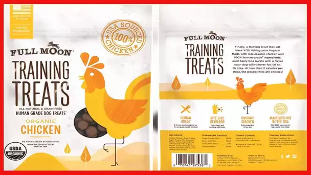 Full Moon USDA Organic Chicken Training Treats Healthy All Natural Dog Treats Human Grade 175 Treats