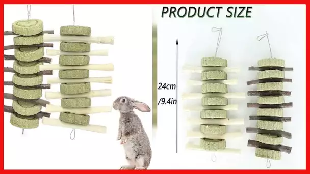 Rabbit Toys,Bunny Chew Toys for Teeth Grinding, Natural Apple Chewing Sticks with Grass Balls