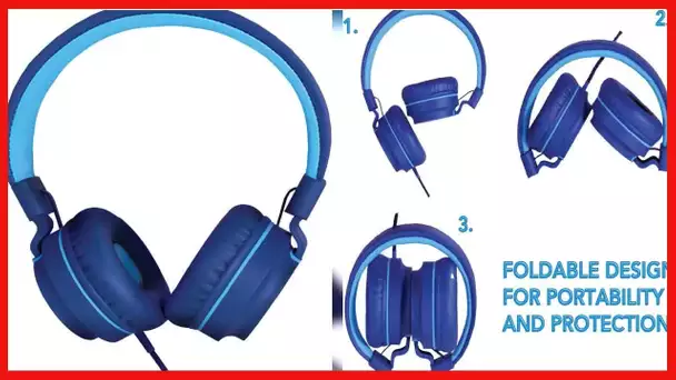 TALK WORKS Corded Headphones for Kids - Over Ear Headphones for Home, School, and Gaming