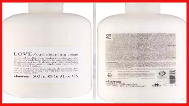 Davines Love Curl Cleansing Cream, All In One Shampoo and Conditioner, Soften and Hydrate, 16.9 Fl O