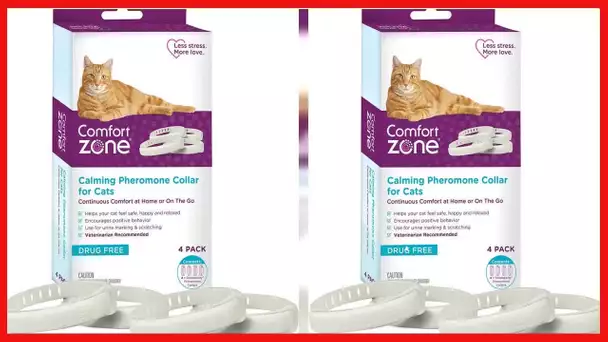 Comfort Zone 4 Pack Cat Calming Pheromone Collar for Cats | De-Stress Your Cat