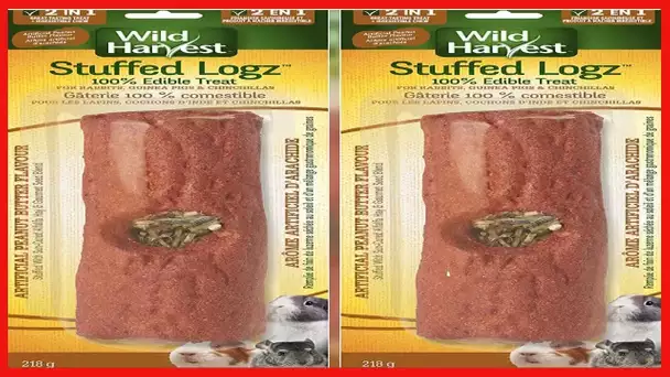 Wild Harvest Stuffed Logz 1 Count, Edible Treat for Rabbits, Guinea Pigs and Chinchillas, Artificial