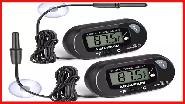 2-Pack Aquarium Thermometer, Fish Tank Thermometer, AikTryee Water Thermometer with 3.3ft Cord