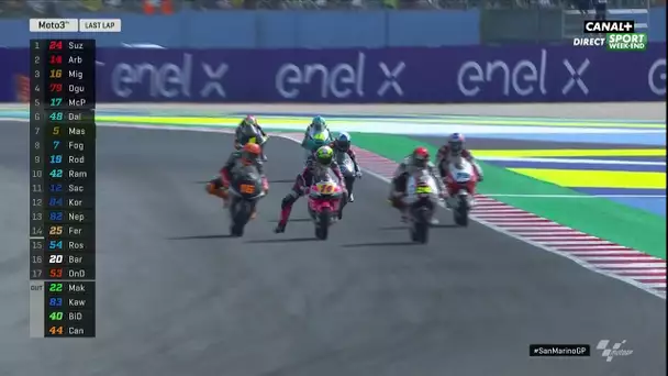 La bataille à 7 au dernier tour en Moto 3 !