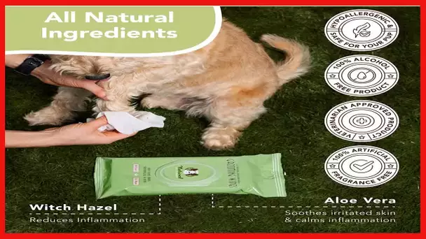 Natural Dog Company Grooming Wipes with Aloe Vera, Cleanses, Soothes, & Deodorizes, Fragrance Free