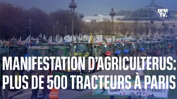 À bord de leurs tracteurs, des agriculteurs manifestent en plein Paris