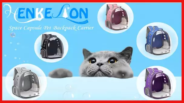 Henkelion Cat Backpack Carrier Bubble Carrying Bag, Small Dog Backpack Carrier for Small Medium Dogs