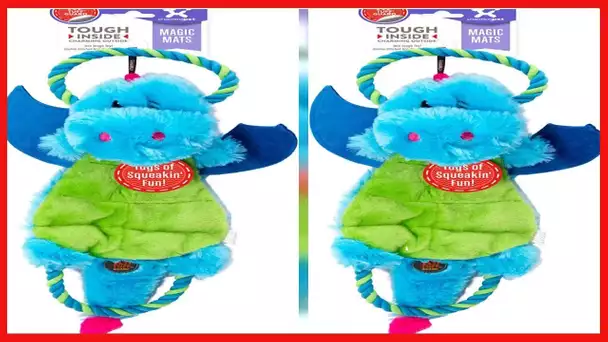 Charming Pet Magic Mats Blue Dragon Interactive Plush Squeaky Dog Tug Toy