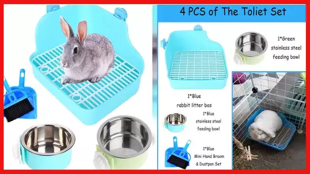 Rabbit Litter Box for Cage Bunny Corner Litter Bedding Box Small Animal Litter Pan Hanging Pet Bowls