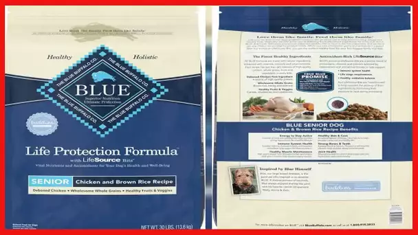 Blue Buffalo Life Protection Formula Natural Senior Dry Dog Food, Chicken and Brown Rice 30-Lb