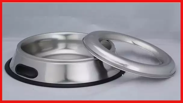 Indipets Stainless Steel Spill Proof Splash Free Dog Bowl - 32oz - Removable Cover and Easy Pick Up