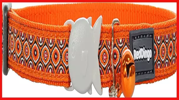 Red Dingo Designer Cat Collar, One Size Fits All, Snake Eyes Orange