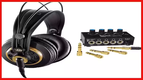 AKG K240 Studio Semi-Open Over-Ear Professional Studio Headphones with Knox Gear Headphone Amplifier