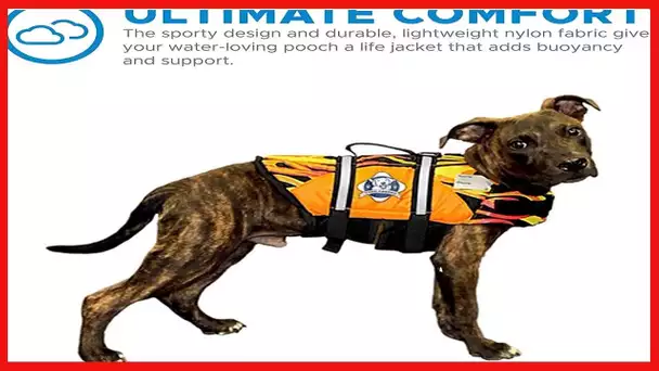 Paws Aboard M1400-F1400 Fido Pet Products Doggy Life Jacket, Medium, Racing Flames