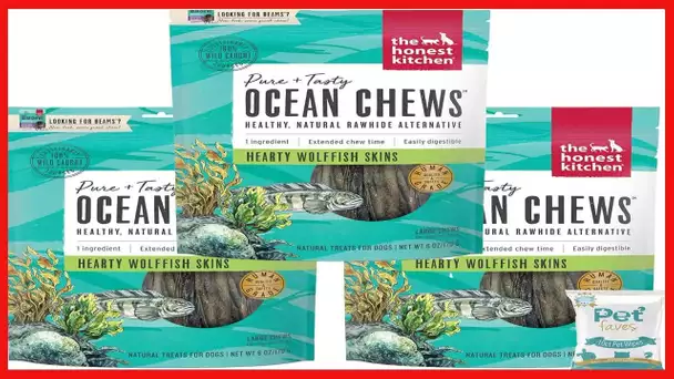 Pet Faves (3 Pack of 6oz) The Honest Kitchen Wolffish Ocean Chews Grain Free Dog Chew Treats