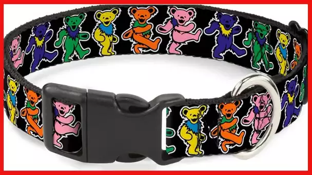 Buckle-Down Plastic Clip Collar - Dancing Bears Black/Multi Color - 1" Wide - Fits 11-17" Neck