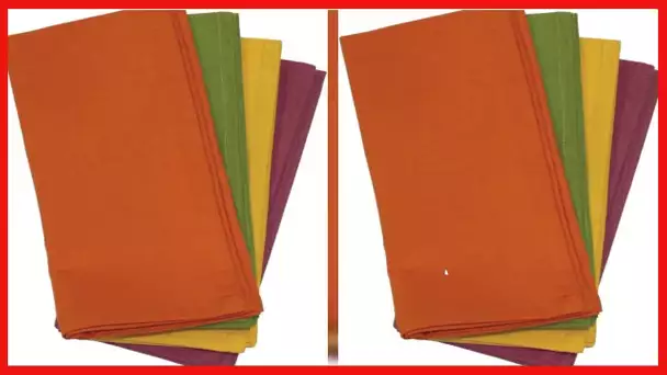 Aunt Martha's Fall Collection Dinner Napkins, Set of 4, Orange, Green, Yellow And Purple