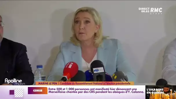 Présidentielle : Marine Le Pen condamne les "Macron, assassin!" scandés au meeting d'Éric Zemmour