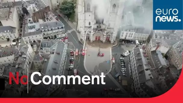 Un drone filme la cathédrale de Nantes après l'incendie