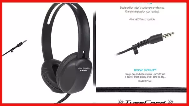 Cyber Acoustics Lightweight 3.5mm Headphones - Great for use with Cell Phones,Tablets, Laptops, PCs,