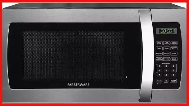 Farberware Countertop Microwave Oven 1.3 Cu. Ft. 1000-Watt with LED Display, Child Lock, Easy Clean