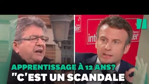 Emmanuel Macron répond à Jean-Luc Mélenchon sur l'apprentissage à 12 ans