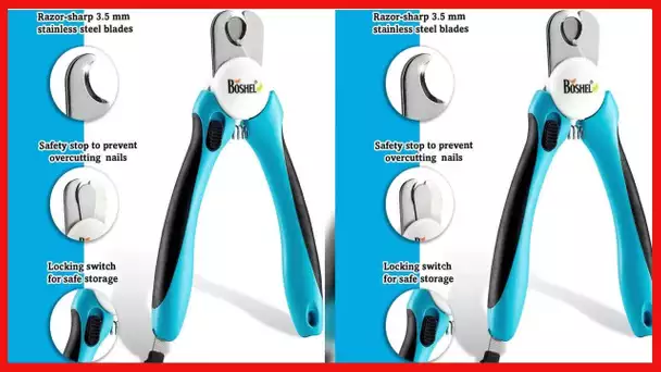 BOSHEL Dog Nail Clippers and Trimmer - with Safety Guard to Avoid Over-Cutting Nails & Free Nail