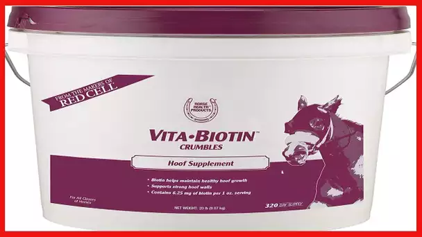 Horse Health Vita Biotin Crumbles, supports proper hoof health in horses, 20 pounds, 640 Day Supply