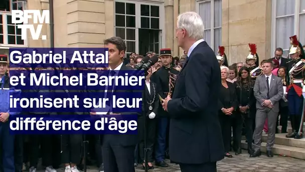 "On gagne des cheveux blancs chaque année": Gabriel Attal et Michel Barnier ironisent sur leur âge