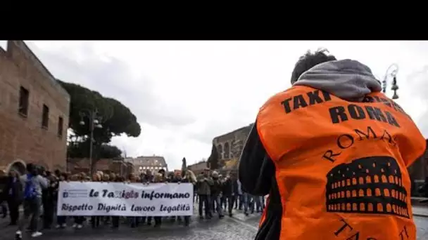 Italie : les chauffeurs de taxi font grève pour protester contre Uber