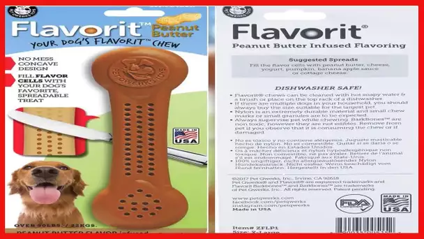 Pet Qwerks Flavorit Peanut Butter Flavor Infused Nylon Chew- Fillable Porous Surface for Spreads