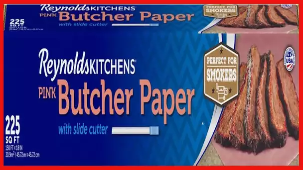 Reynolds Kitchens Pink Butcher Paper for Smoking Meat, with Slide Cutter. 225 Square Feet