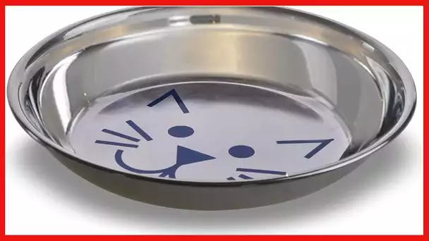 Van Ness Pets Whisker-Friendly Stainless Steel Cat Bowl, Wide Saucer Style Dish, 8 OZ