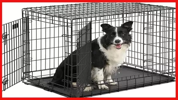 MidWest Ultima Pro Series 36" Dog Crate | Extra-Strong Double Door Folding Metal Dog Crate w/Divider