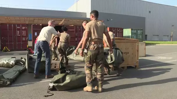 Coronavirus: départ du convoi d'Orléans vers Mulhouse pour l'installation de l'hôpital militaire