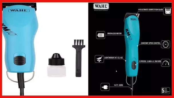 Wahl Professional Animal KM10 2-Speed Brushless Motor Pet, Dog, and Horse Clipper Kit, Turquoise