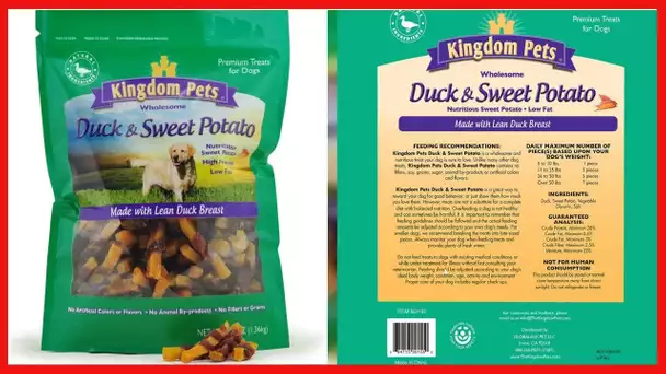 Kingdom Pets Filler Free Duck Jerky & Sweet Potato Twists, Premium Treats for Dogs, 48-Ounce Bag