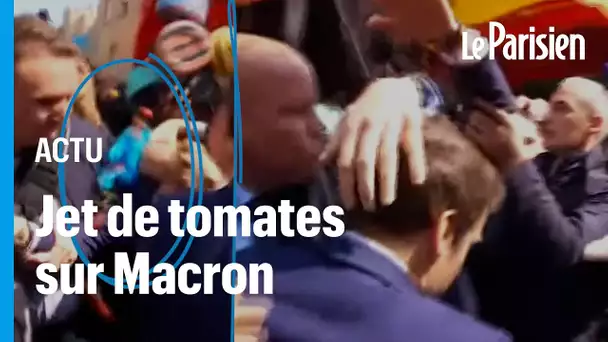 En visite à Cergy-Pontoise, Emmanuel Macron visé par un jet de tomates cerises