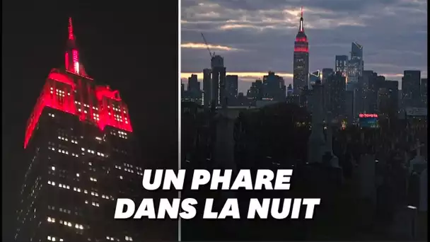 L'Empire State Building transformé en immense gyrophare en hommage aux soignants