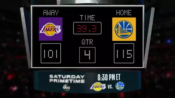 Stay up to date with the Lakers @ Warriors LIVE scoreboard and catch all the action on #NBAonABC!