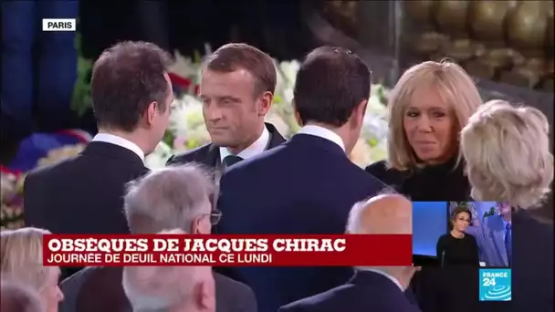 Obsèques de Jacques Chirac : arrivée d'Emmanuel et Brigitte Macron à Saint-Sulpice, suivi du cercuei